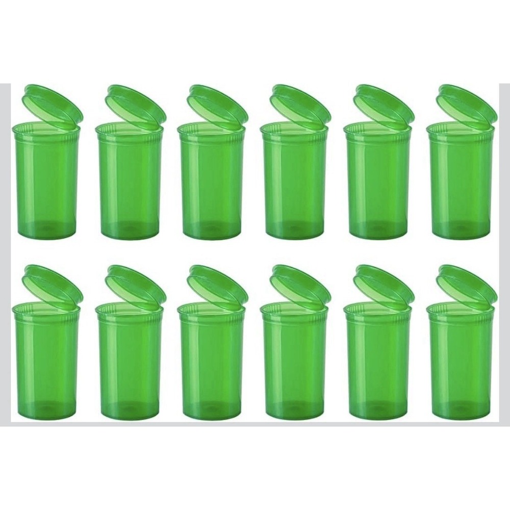12 Pack Multi-Use Airtight Empty Pill Bottles with Hinged Lids 19 Dram Plastic